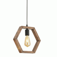WellHome - Plafonnier couleur noyer et noir 25x70cm - E27 - marron WH8172