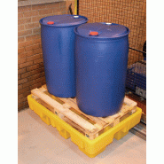Bac de rétention PEHD sans caillebotis pour palette de 2 fûts de 220 l - volume 230 l - charge admissible 650 kg