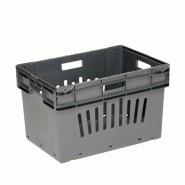Bac plastique 600 x 400 mm - emboîtable, 70% ajouré, fond plein renforcé, volume 66L, gris Bac plastique 600 x 400 mm - emboîtable, 70% ajouré, fond plein renforcé, volume 66L, gris