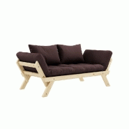 BANQUETTE MÉRIDIENNE FUTON BEBOP PIN NATUREL COLORIS MARRON COUCHAGE 75*200 CM.