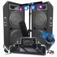 BM SONIC pack sono dj ampli 4000w, mega enceintes 4x38cm de 2x2000w, table de mixage bluetooth, eclairage 8 lumières led, club bar fetes - 3666638037