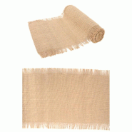 Chemin de table jute naturel frange 29cm x 5m