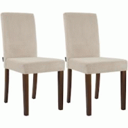 CLP Lot de 2 chaises de salle à manger Ina en velours côtelé Marron clair/Antique foncé - marron textile 327533