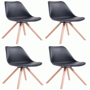Décoshop26 - 4 chaises de salle à manger style scandinave en synthétique et plastique noir pieds rond en bois clair CDS10378 - noir Bois massif 300 Décoshop26 - 4 chaises de salle à manger style scandinave en synthétique et plastique noir pieds rond en bois clair CDS10378 - noir Bois massif 300