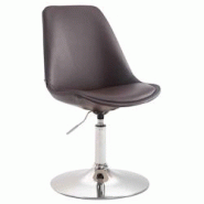 Décoshop26 - Chaise de salle à manger x1 pivotante hauteur réglable en PVC marron et pied trompette en métal chromé 10_0003774 - marron 3000251762259 Décoshop26 - Chaise de salle à manger x1 pivotante hauteur réglable en PVC marron et pied trompette en métal chromé 10_0003774 - marron 3000251762259