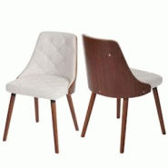 Décoshop26 - Lot de 2 chaises de salle à manger dossier avec boutons décoratifs cadre en bois aspect noyer assise en PVC blanc 04_0007346 - blanc 3 Décoshop26 - Lot de 2 chaises de salle à manger dossier avec boutons décoratifs cadre en bois aspect noyer assise en PVC blanc 04_0007346 - blanc 3