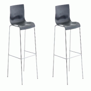 Décoshop26 - Lot de 2 tabourets de bar en tissu plastique gris cadre métallique chromé à quatre pieds style chic et moderne 10_0005565 - gris mét