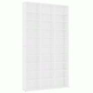 Helloshop26 - Armoire à CD blanc moderne avec 30 compartiments ouverts rangement bureau 102 x 16 x 178 cm en bois d'ingénierie blanc 02_0047688 - ve
