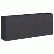Helloshop26 - Jardinière rectangulaire moderne pour extérieur 200 x 40 x 80 cm esthétique élégante en acier laminé à froid noir 02_0051511 - no