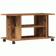 Helloshop26 - Meuble TV avec roulettes pratique et robuste 80 x 40 x 45 cm en bois d'ingénierie vieux bois 02_0050678 - Bois massif 3000236503327