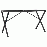 Helloshop26 - Pieds de table à manger cadre en X 140 x 60 x 73 cm robustes et stables design industriel en acier noir 02_0047245 - noir acier 3000234