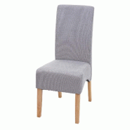 Mendler Chaise de salle à manger Latina, chaise de cuisine, tissu/textile certifié MVG ~ gris clair, pieds clairs - gris textile 74642