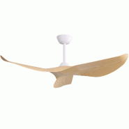 Merax ventilateur de plafond Ø 132 cm sans éclairage, 6 vitesses, télécommande, été-hiver, moteur DC silencieux, couleur bois naturel - plastiqu