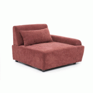 Oviala Business Fauteuil gauche canapé modulable dossier ajustable 109cm rouge brûlé - rouge polyester 115452