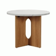 Oviala Business Table basse moderne ronde 50 cm effet marbre bois clair - beige Bois massif 113664 Oviala Business Table basse moderne ronde 50 cm effet marbre bois clair - beige Bois massif 113664