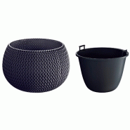 Prosperplast - Pot rond avec réservoir Splofy Bowl en plastique, coloris Anthracite, 23,9x23,9x16,1 cm - gris plastique ZA1881