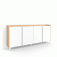 SKRAUT HOME Buffet salon et cuisine, 207x91x35 cm, 4 Portes, Design industriel, Blanc et Chêne Soft - blanc Bois manufacturé 753_3
