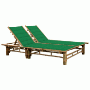 VidaXL Chaise Longue Pour 2 Personnes Avec Coussins Bambou - vert 3063950