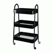 WellHome - Chariot de cuisine noir avec 3 paniers et roulettes 79,5 cm - noir acier WH15233 WellHome - Chariot de cuisine noir avec 3 paniers et roulettes 79,5 cm - noir acier WH15233