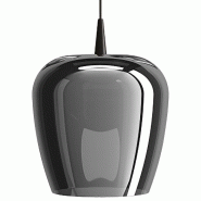 Zafferano Lampe à suspension Bilia 230V LED 8W 2700K 645lm Verre borosilicaté soufflé couleur Noir et Argent, design en cloche hauteur 333 cm - mul