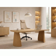 Bureau de direction Dolmen en placage bois avec piètement original et design
