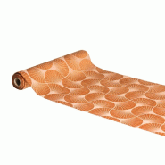 Chemin de table velours terracotta imprimé ginkgo 28cm x 3m