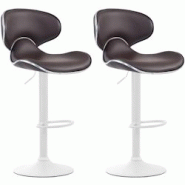 CLP Lot de 2 tabourets de bar Las Vegas V2 similicuir Marron/Blanc - marron polyester 316041 CLP Lot de 2 tabourets de bar Las Vegas V2 similicuir Marron/Blanc - marron polyester 316041
