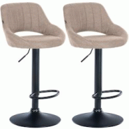 CLP Lot de 2 tabourets de bar Milet tissu Taupe/Métal noir mat - gris textile 324414 CLP Lot de 2 tabourets de bar Milet tissu Taupe/Métal noir mat - gris textile 324414