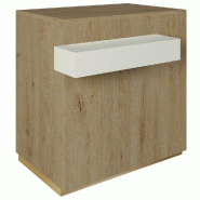 Comptoir 90x60x93,8cm/reposac 70x20xH12cm chêne clair - 2tir.2tabl. - chêne clai
