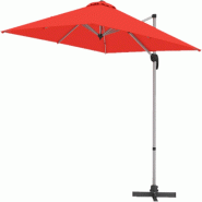 COSTWAY Parasol Ø300cm, pied en croix, inclinable, carré, manivelle pour jardin et piscine. - rouge métal ZB33706OE