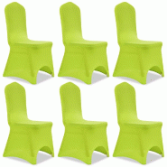 Décoshop26 - Housse de chaise extensible 6 pcs vert DEC022363 - 3001299669609