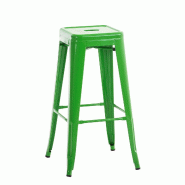 Décoshop26 - Tabouret de bar empilable avec repose-pieds design industriel factory métal vert TDB10406 - 3000461669607