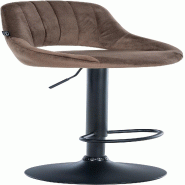 Décoshop26 - Tabouret de bar x1 réglable en hauteur en velours marron dossier ajouré et pied métal noir 10_0005735 - marron métal 3000265186348