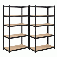 Helloshop26 - Étagère charge lourde métallique 200 x 100 x 50 cm 5 niveaux charge totale 875 kg (175 kg/niveau) étagère de rangement 12_0005591 -