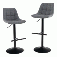 Helloshop26 - Lot de 2 tabourets de bar réglables en hauteur 43 x 54 x 89-109 cm siège rembourré pivotant 360° style moderne en 20_0012549 - gris