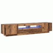 Helloshop26 - Meuble TV design moderne avec lumières LED 200 x 35 x 40 cm espace de rangement ambiance cosy en bois d'ingénierie 02_0055885 - Bois m