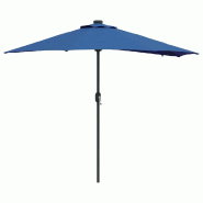 Helloshop26 - Parasol de jardin pliable moderne 294 x 150 x 223 cm avec guirlandes LED salle à manger en polyester azur 02_0058665 - 3000240710384