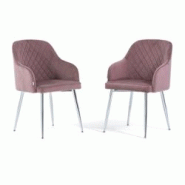 RATTATAN Lot de 2 chaises en velours d’intérieur, dossier haut, pieds en métal, idéales pour cuisine, salle à manger, bar ou restaurant – Rose RATTATAN Lot de 2 chaises en velours d’intérieur, dossier haut, pieds en métal, idéales pour cuisine, salle à manger, bar ou restaurant – Rose
