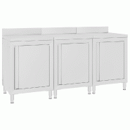 Table de travail commerciale avec armoire 180x60x96 cm Inox - 3058268