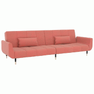 VidaXL Canapé-lit à 2 places avec deux oreillers Rose Velours Modèle Vega ProDesk Compact - Matériau naturel 337586