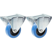 Roulette de 80mm 3" en caoutchouc bleu, fixe, capacité de 280kg, lot de 2 Roulette de 80mm 3" en caoutchouc bleu, fixe, capacité de 280kg, lot de 2