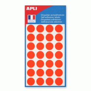 Apli Lot de 5 Etui de 140 pastilles adhésives orange fluo, diam. 15 mm (5 feuilles / cdt) - 3270241118612