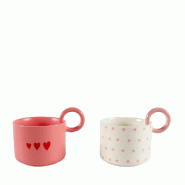 Aulica Mugs coeurs 23x9.5x3cm - lot de 2 - blanc 249701