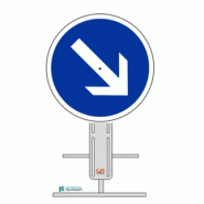 B21a1 - Contournement obligatoire par la droite sur pied temporaire (flèche orientable)
