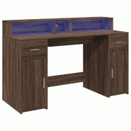 Bureau et lumières LED chêne marron bois d'ingénierie Modèle Atlas Office Pro Bois - 8721158402615