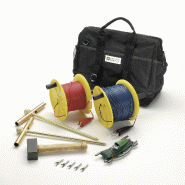 CHAUVIN ARNOUX - Kit de terre avec sac de transport, 2 piquets en T, câbles de 50 m rouge et bleu, enrouleur de câble 10 m vert, maillet, 5 adaptateurs