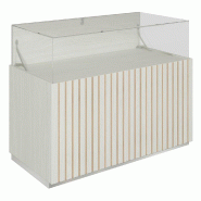 Comptoir vitrine fond bois Vertigo T03 MDF naturel et noyer clair 120x60x93cm