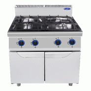 Cuisinière à gaz 4 feux en acier inoxydable. Brûleurs 4x12 kW avec flamme pilote. Dimensions LxPxH 80x90x114 cm. Modèle AT9G4B-F-2 - 4311