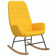 Décoshop26 - Fauteuil à bascule d'allaitement rembourré relax pour salon en tissu jaune moutarde capitonné DEC029007 - jaune 3000257164910