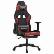 Décoshop26 - Fauteuil de bureau chaise gaming avec coussin lombaire fonction de massage repose-pieds en PVC rouge et noir DEC025937 - rouge 300025553